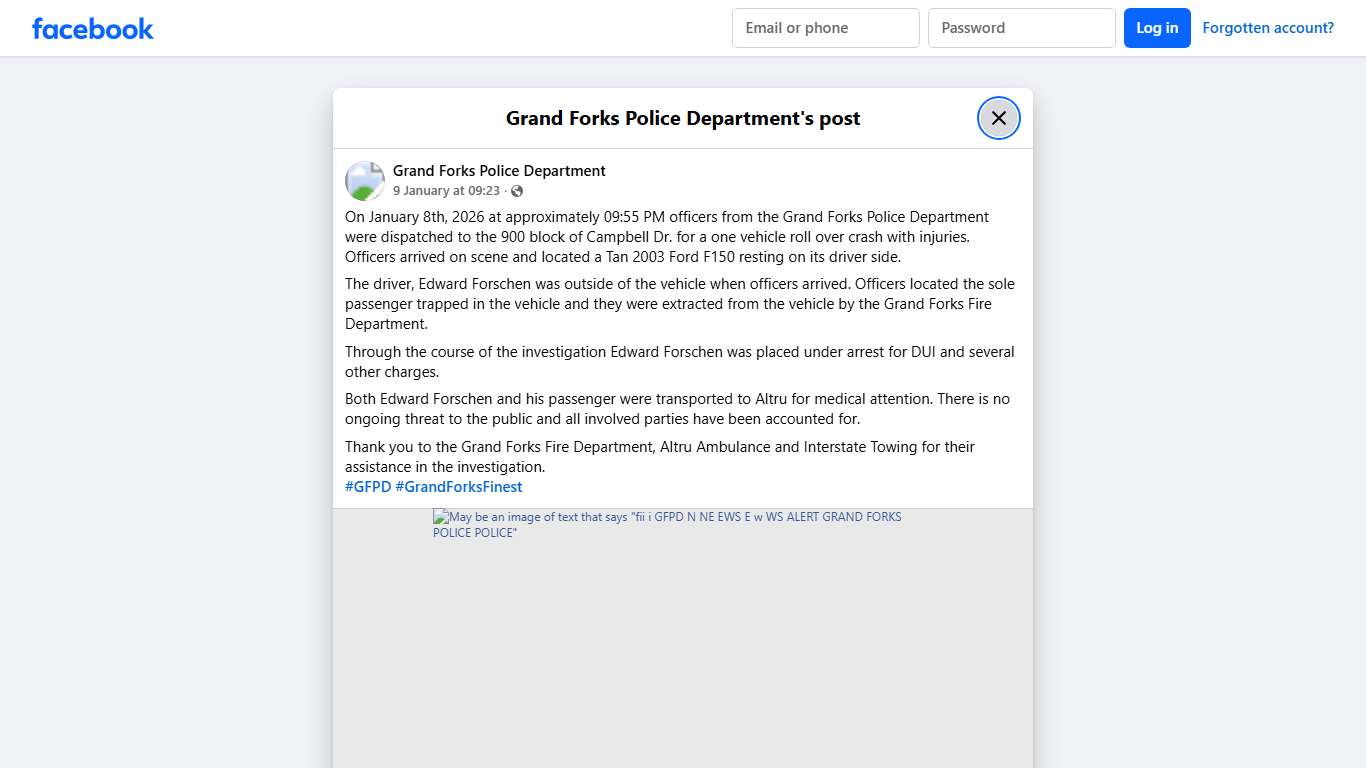 On January 8th, 2026 at... - Grand Forks Police Department Facebook